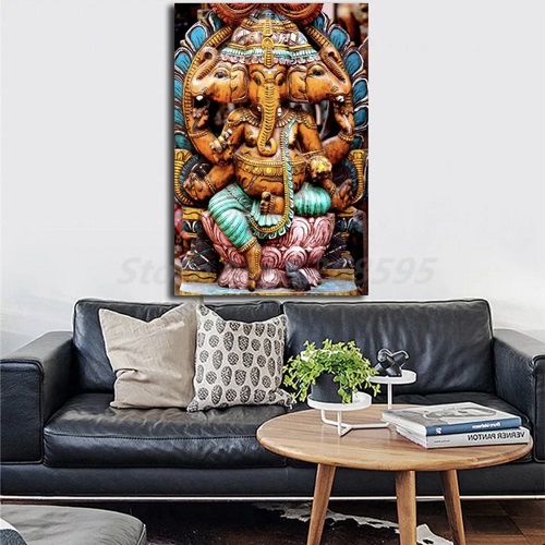 Tableau Ganesh à trois têtes en toile imprimé