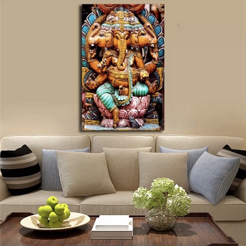 Tableau Ganesh à trois têtes mural
